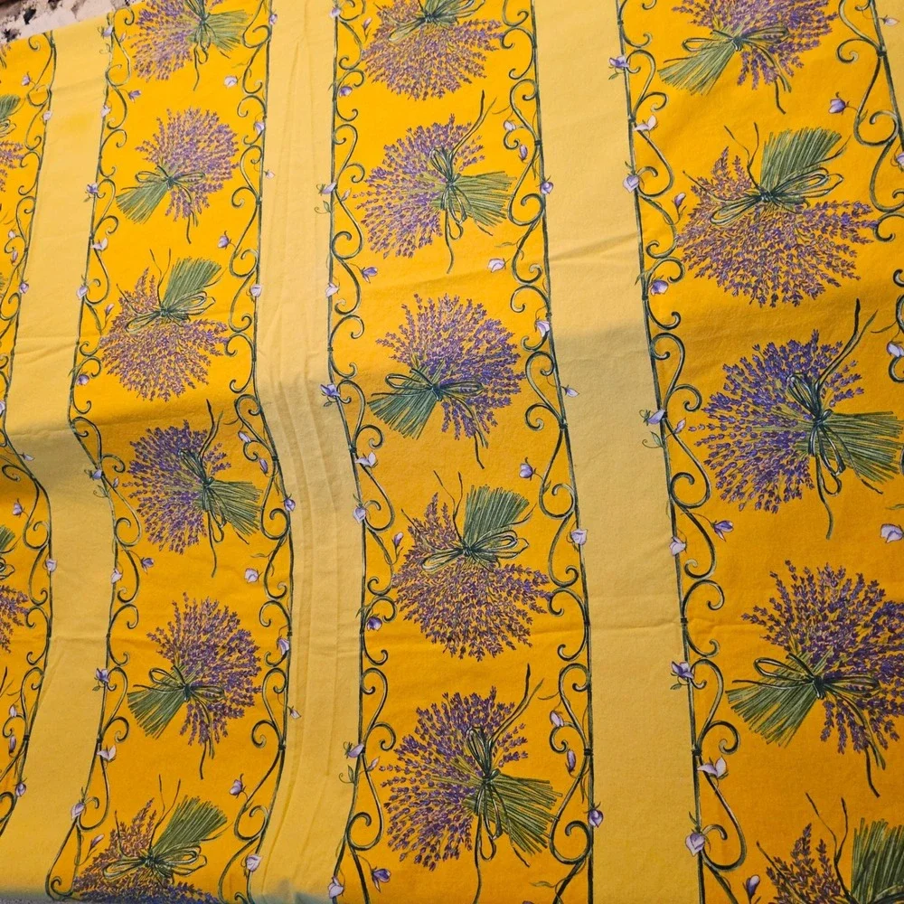 French Provencal Yellow Lavender Floral Rectangle Tablecloth 60x108 Cotton